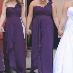 David’s bridal one shoulder bridesmaid dress plum